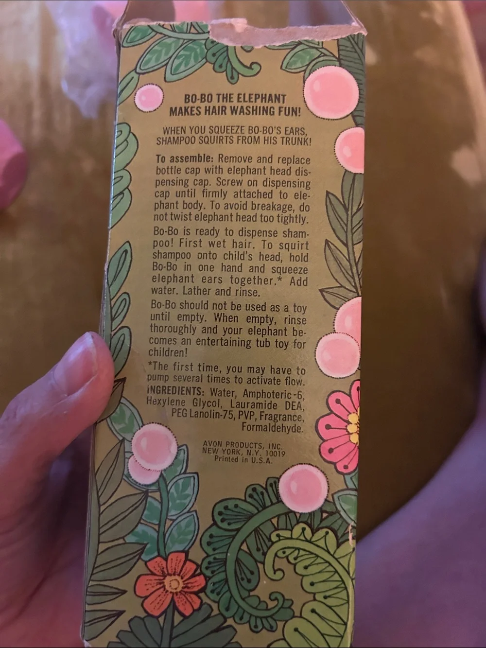 vintage avon pink elephant bubble bath nip